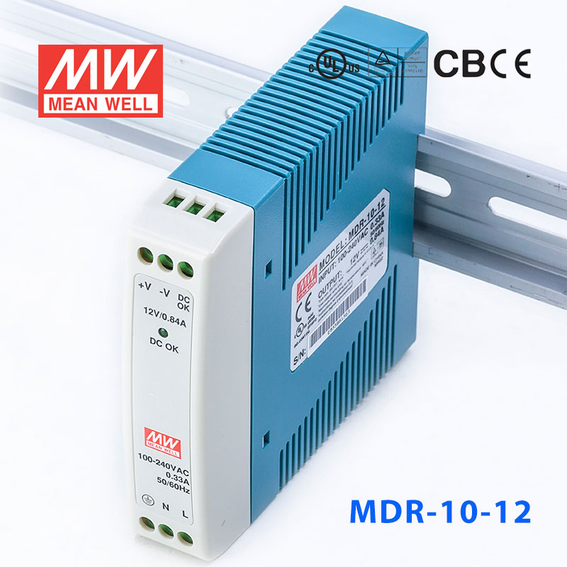 MDR-10-12 MDR-10-12 10W 12V 0.84A 单输出低空载损耗DIN导轨型明纬电源
