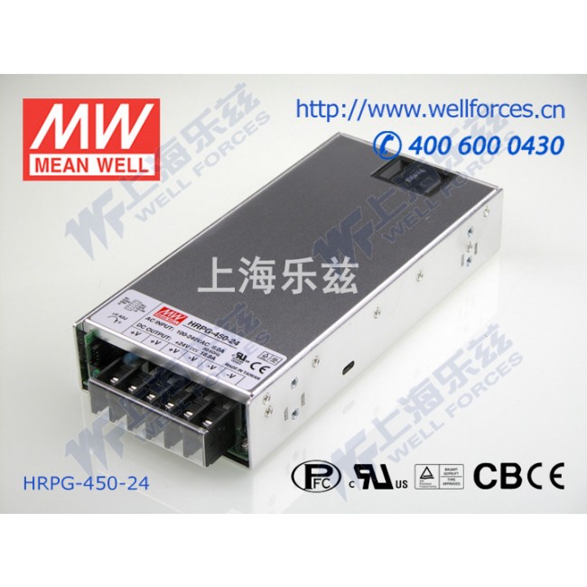 HRPG-450-24 HRPG-450-24 450W 24V18.8A 高效率高性能带线损补偿低空耗开关电源