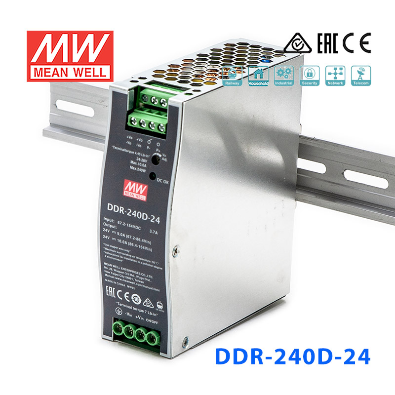 DDR-240D-48 DDR-240D-48明纬240W 67.2~154V输入 48V5A输出导轨型DC-DC电源