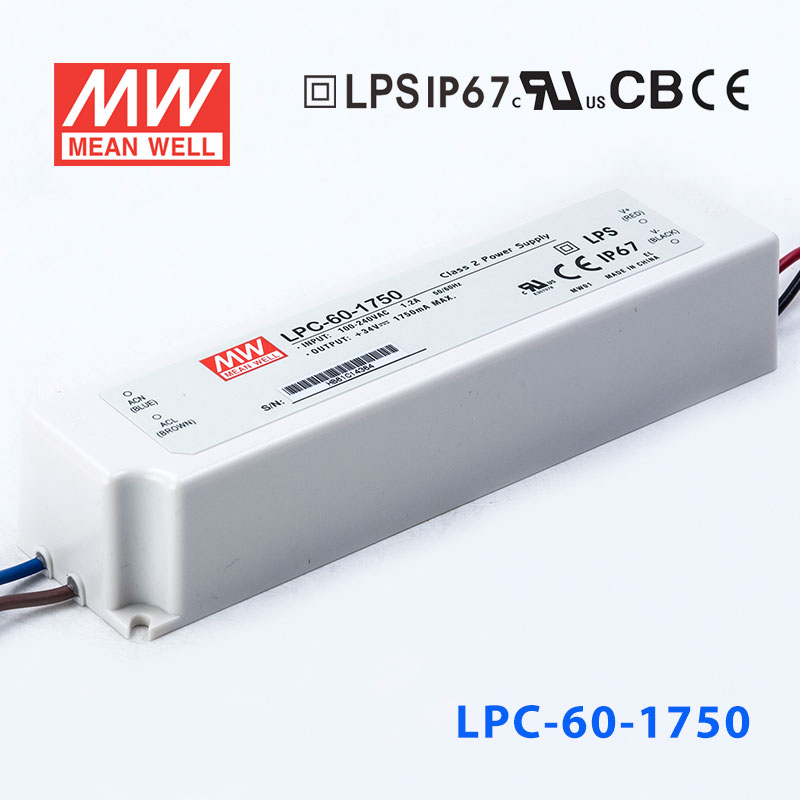 LPC-60-1750 LPC-60-1750 60W 1750mA恒流输出明纬牌IP67防水塑壳LED电源