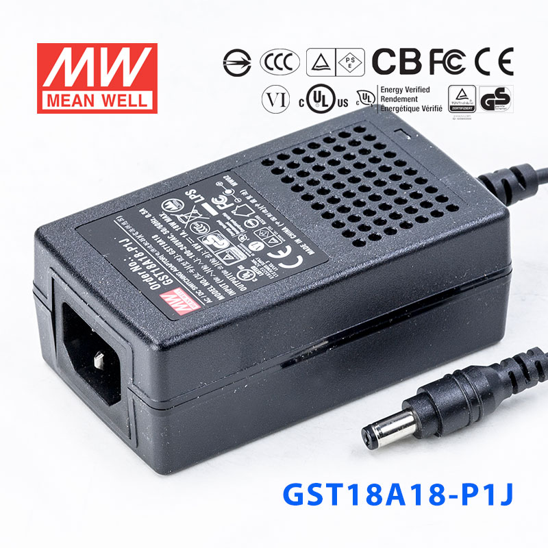 GST18A18-P1J GST18A18-P1J 18W 18V1.0A高效能低空载损耗绿色节能桌上型适配器