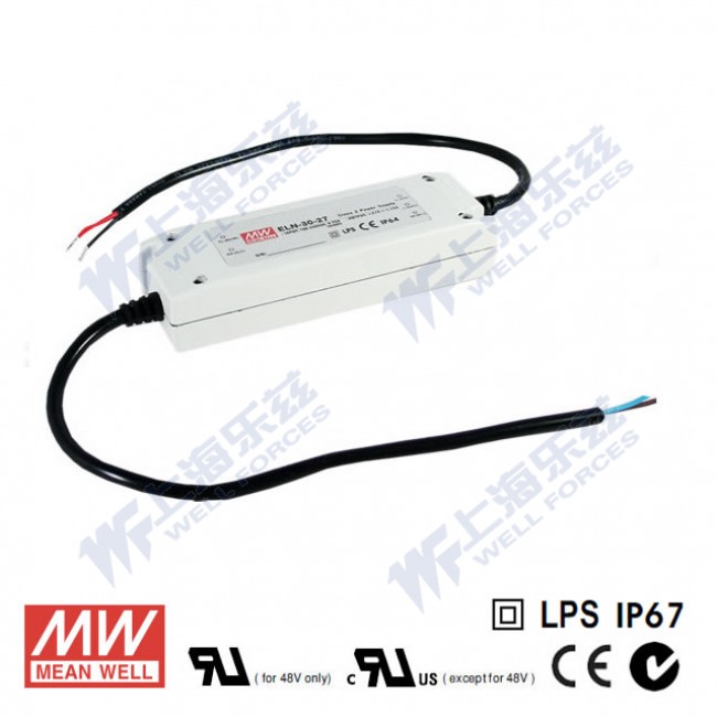ELN-30-12 ELN-30-12 30W 12V 2.5A 可调恒压+恒流明纬牌IP64防水塑壳LED照明电源