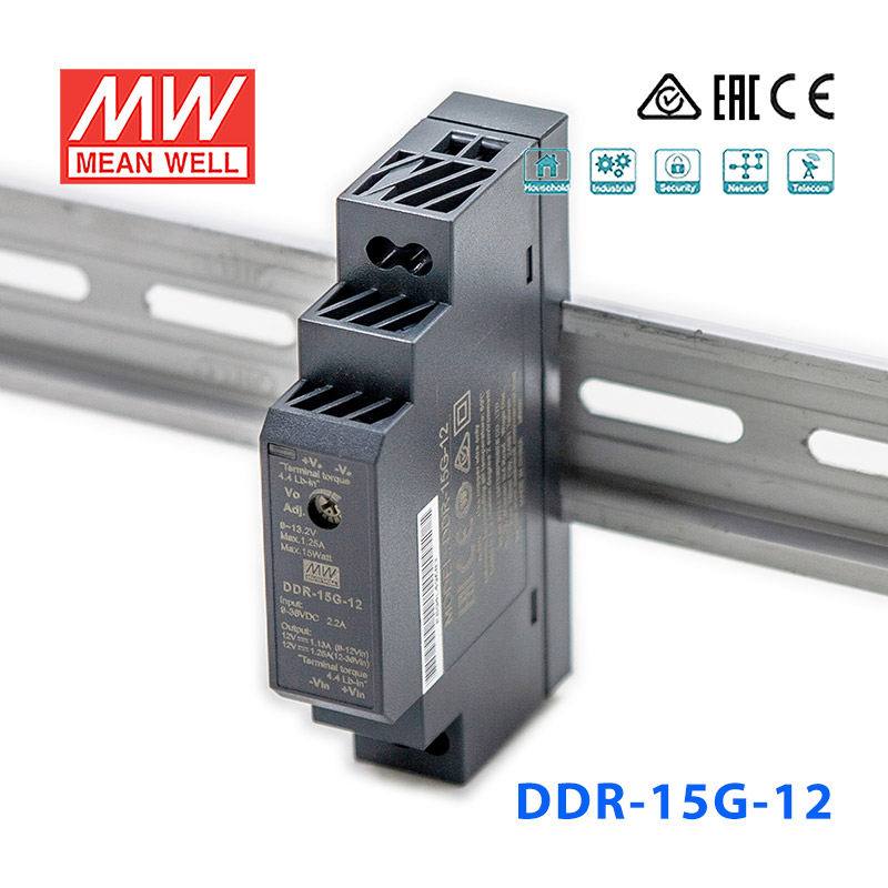 DDR-15G-12 DDR-15G-12台湾明纬15W 9~36V输入 12V1.25A输出导轨型DC-DC电源