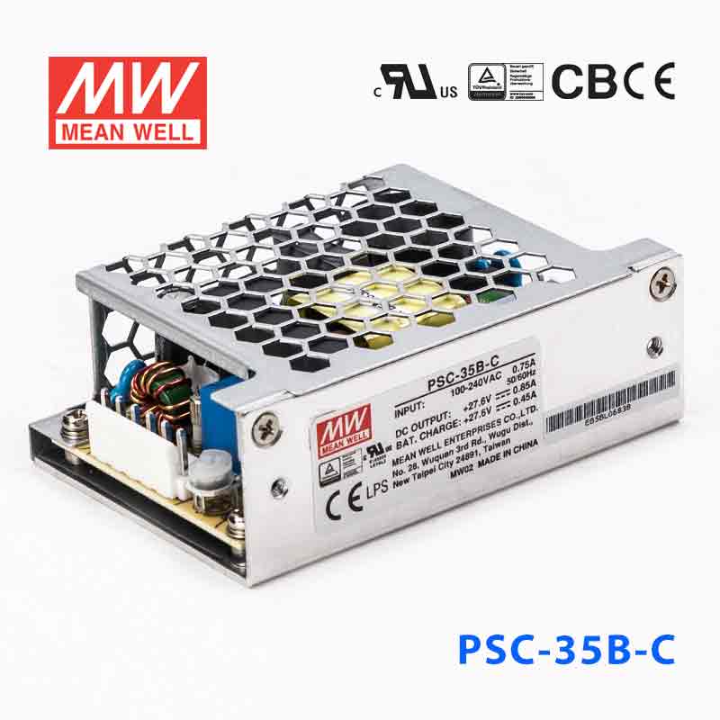 PSC-35B-C PSC-35B-C 35W 27.6V0.85A 单路输出带浮充电直流UPS明纬裸板加外壳安防电源