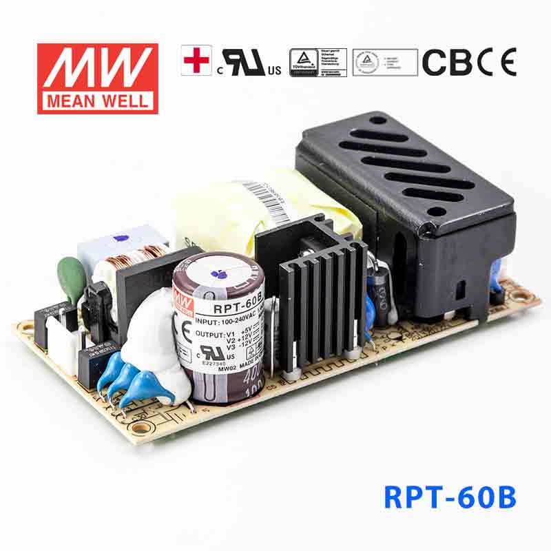 RPT-60B RPT-60B 60W +5V 4.4A +12V 2.2A -12V 0.55A 三路输出绿色明纬医用无外壳电源