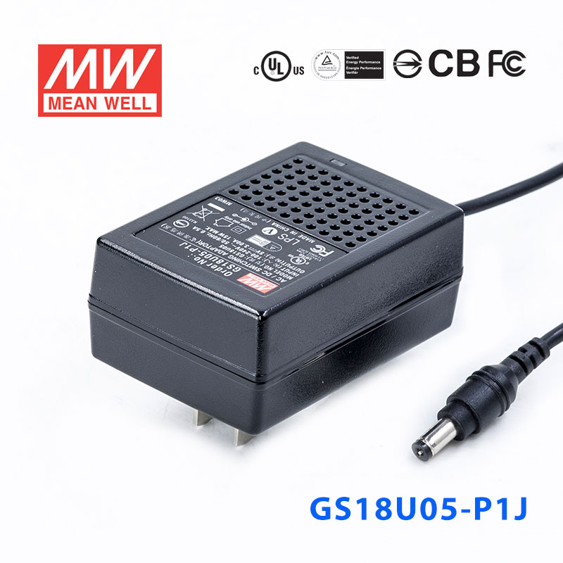 GS18U05-P1J GS18U05-P1J 18W 5V3A 输出绿色能源明纬墙插电源适配器(美式插头)