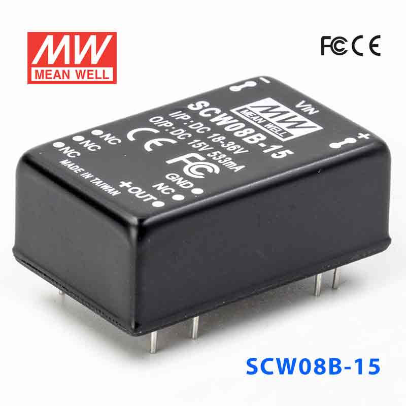 SCW08B-15 SCW08B-15 8W 18~36V 输入 15V 稳压单路输出明纬DC-DC转换模块电源