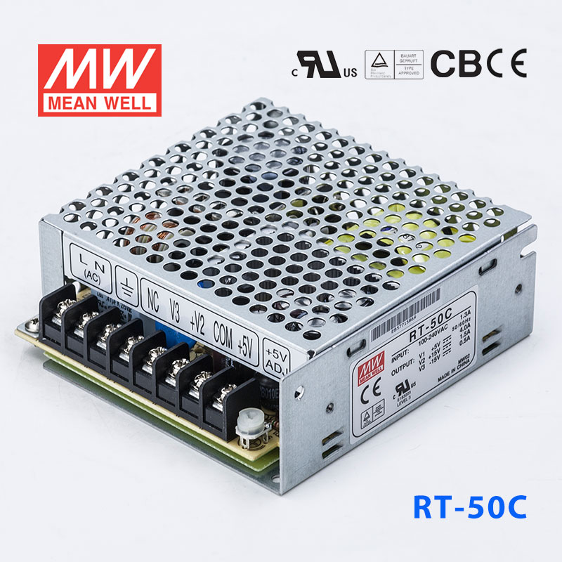 RT-50C RT-50C台湾明纬5V正负15V三路开关电源50W 5V4A+15V1.5A-15V0.5A