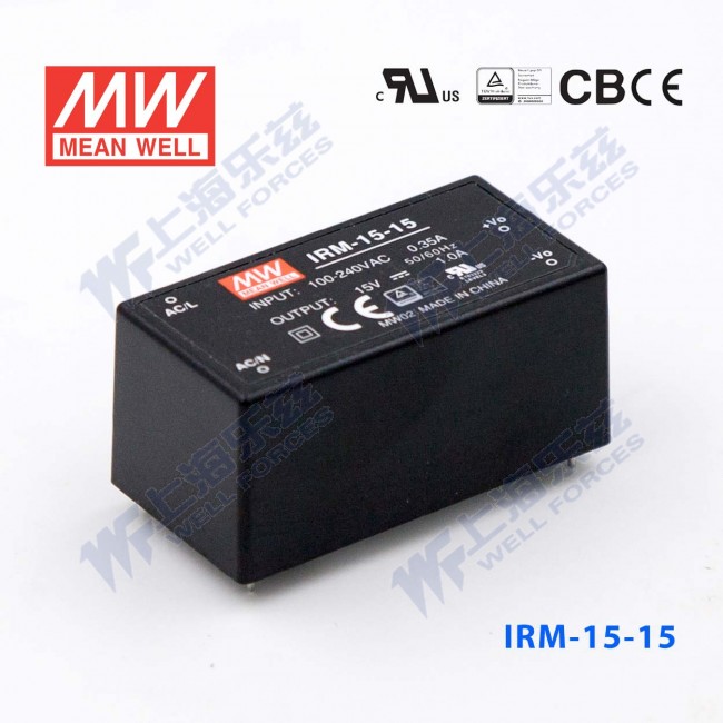 IRM-15-15 IRM-15-15 15W 15V 1A 单路输出高能效裸板型明纬开关电源