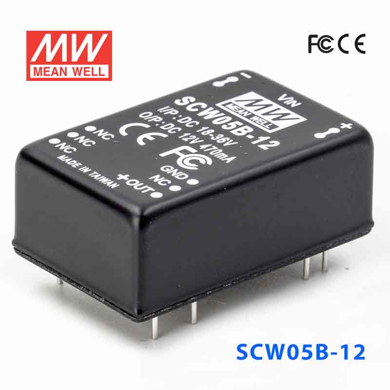 SCW05B-12 SCW05B-12 5W 18~36V 输入 12V 稳压单路输出明纬DC-DC转换模块电源