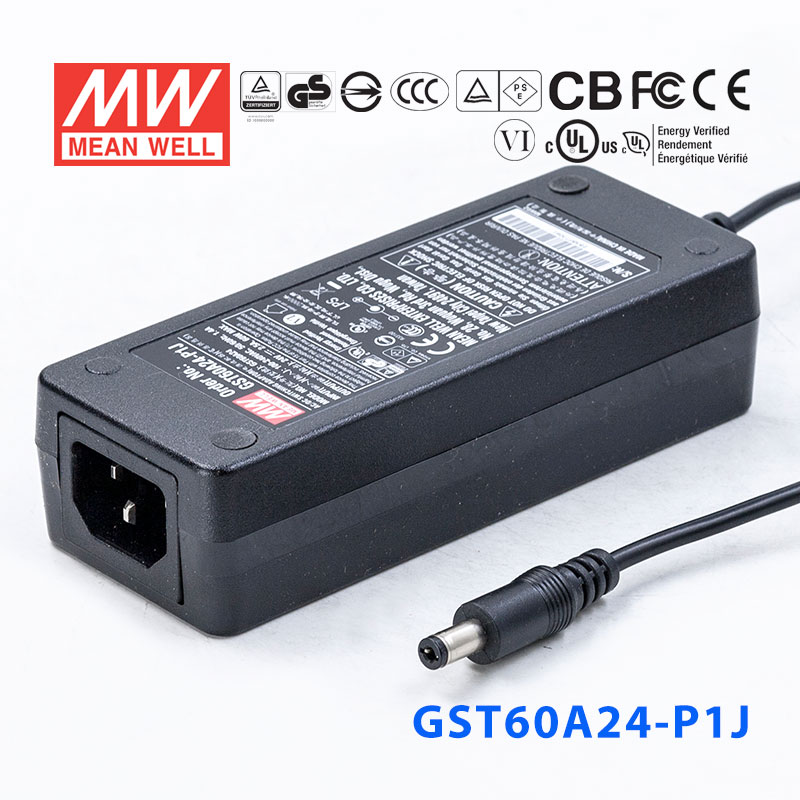 GST60A24-P1J GST60A24-P1J 60W 24V2.5A高效能低空载损耗绿色节能桌上型适配器