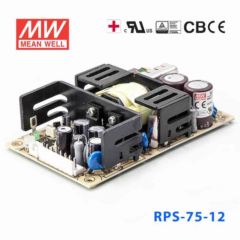 RPS-75-12 RPS-75-12 75W 12V 8.3A 单路输出微漏电低空载损耗医用无外壳明纬开关电源