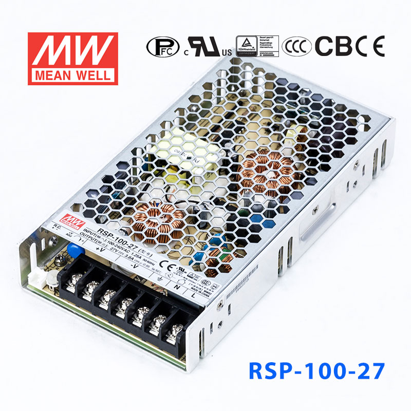 RSP-100-27 RSP-100-27 100W 27V3.8A单路输出低厚度带功率因素校正CCC认证明纬开关电源