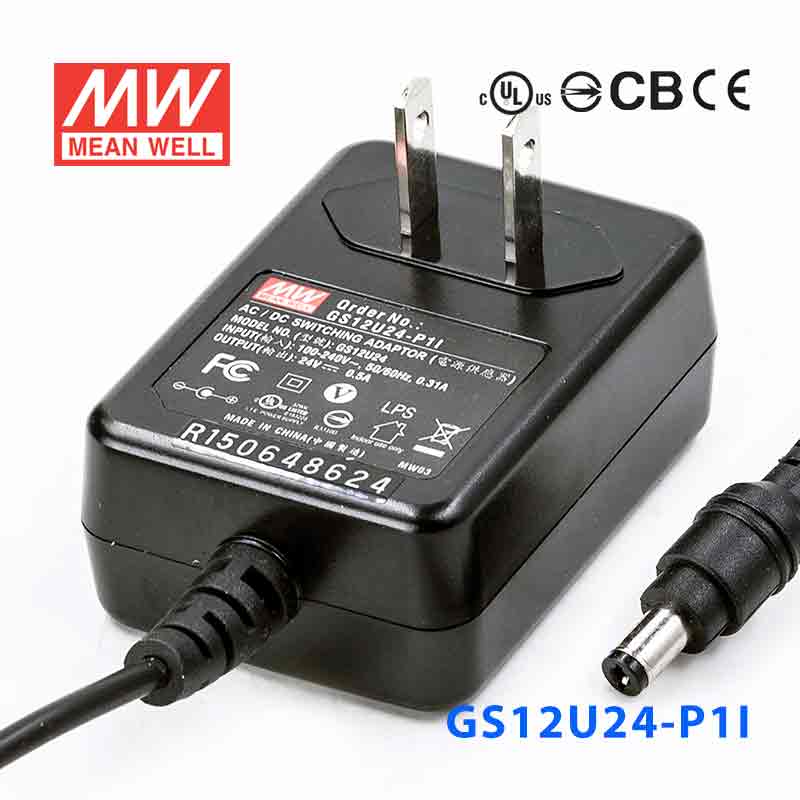 GS12U24-P1I GS12U24-P1I 12W 24V0.5A 输出绿色能源明纬墙插电源适配器(美式插头)