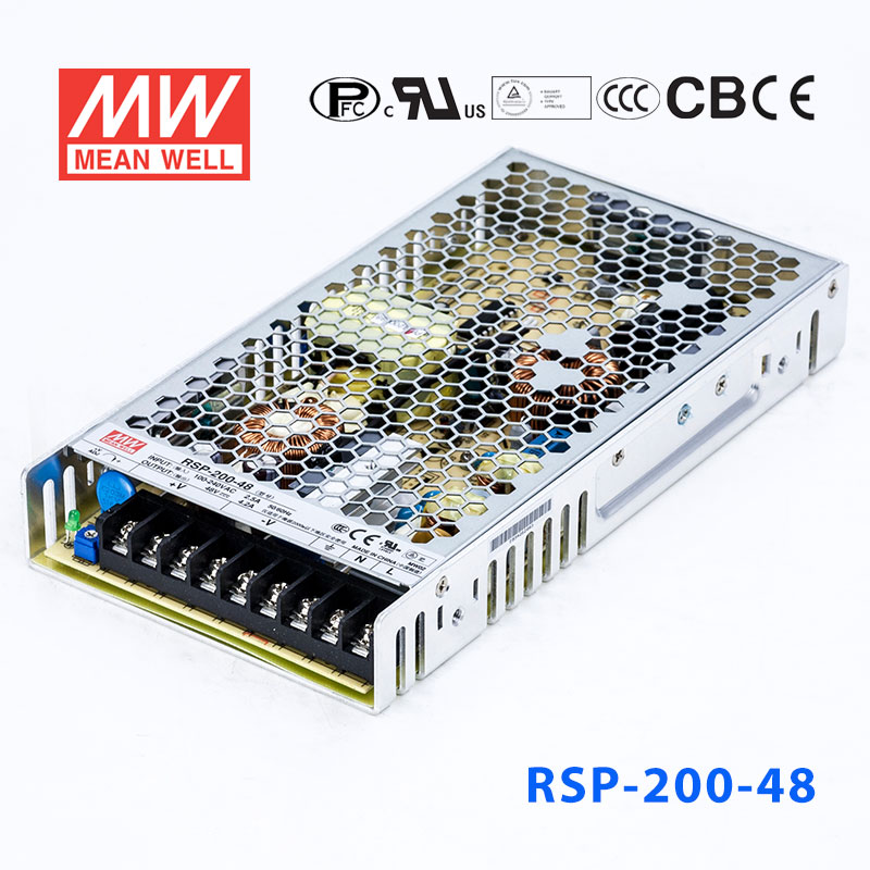 RSP-200-48 RSP-200-48 200W 48V4.2A 单路输出带功率因素校正超薄型明纬开关电源