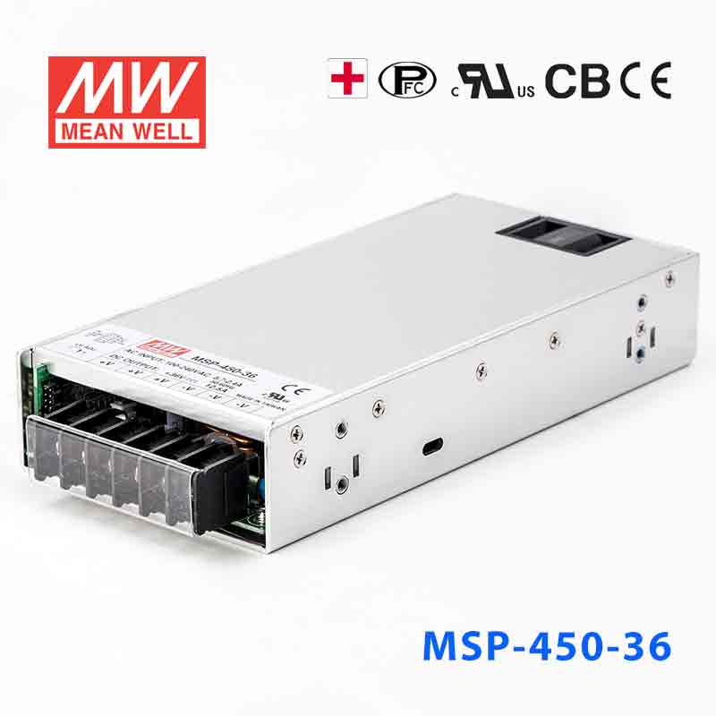 MSP-450-36 MSP-450-36 450W 36V 12.5A 单路输出带功率因素校正高可靠医疗型明纬开关电源