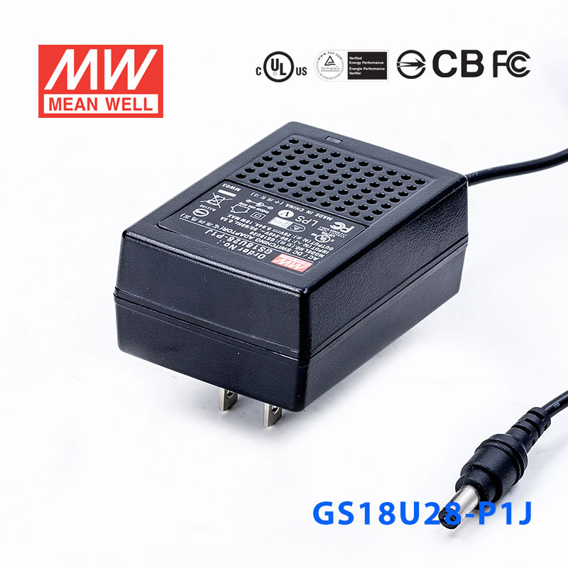 GS18U28-P1J GS18U28-P1J 18W 28V0.64A 输出绿色能源明纬墙插电源适配器(美式插头)