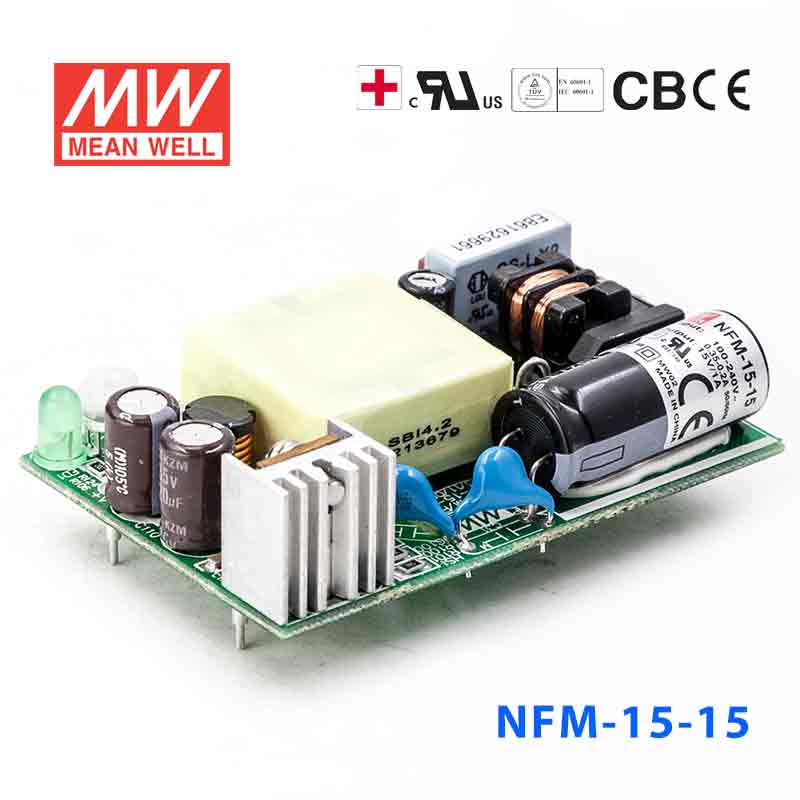 NFM-15-15 NFM-15-15 15W 15V 1A 微漏电PCB板单路输出板上插装型医用明纬开关电源