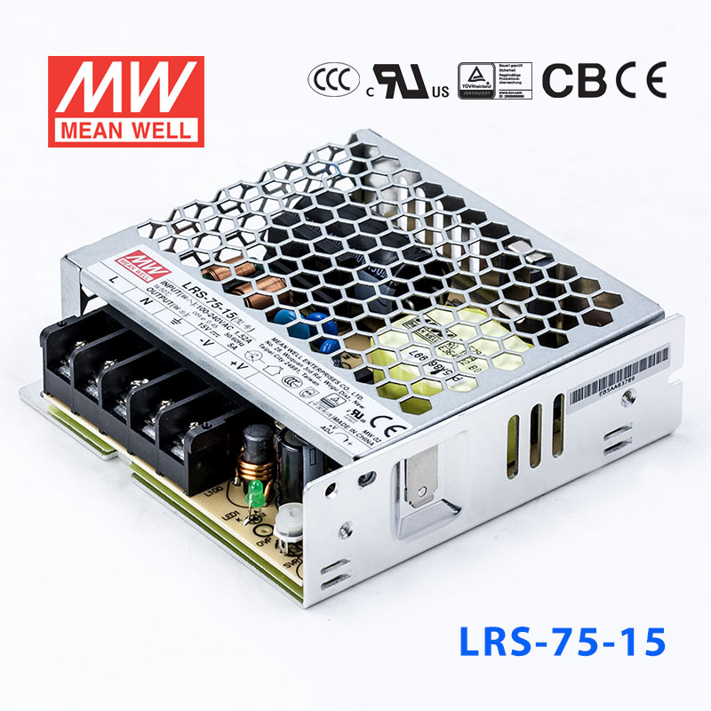 LRS-75-15 LRS-75-15 75W 15V5A单路输出超薄型低空载损耗明纬开关电源