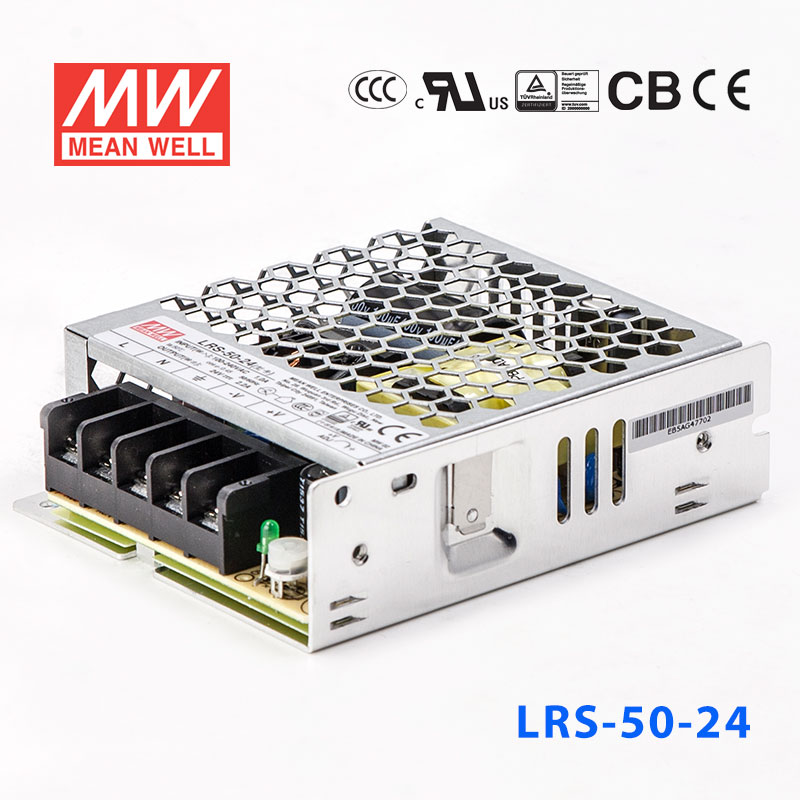 LRS-50-24 LRS-50-24 52.8W 24V 2.2A单路输出超薄型低空载损耗明纬开关电源