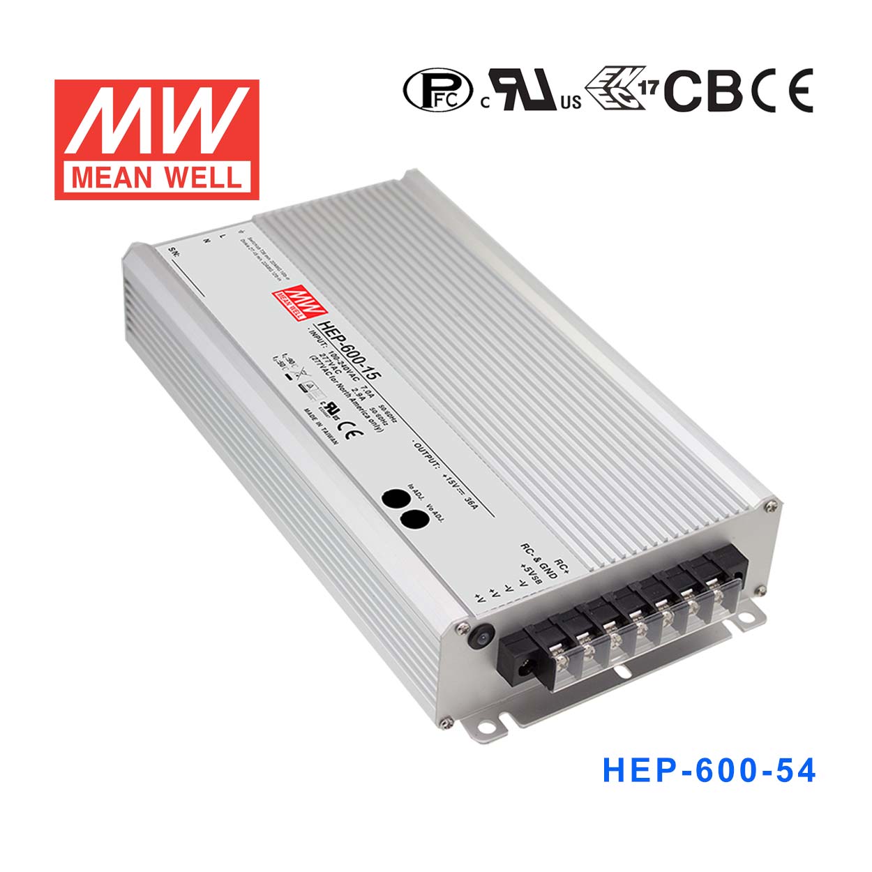 HEP-600-54 HEP-600-54 600W 54V 11.2A 高效率无风扇密封全灌胶恶劣环境适用明纬开关电源