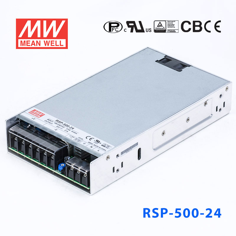 RSP-500-24 RSP-500-24 500W 24V21A 单路输出带功率因素校正超薄型明纬开关电源