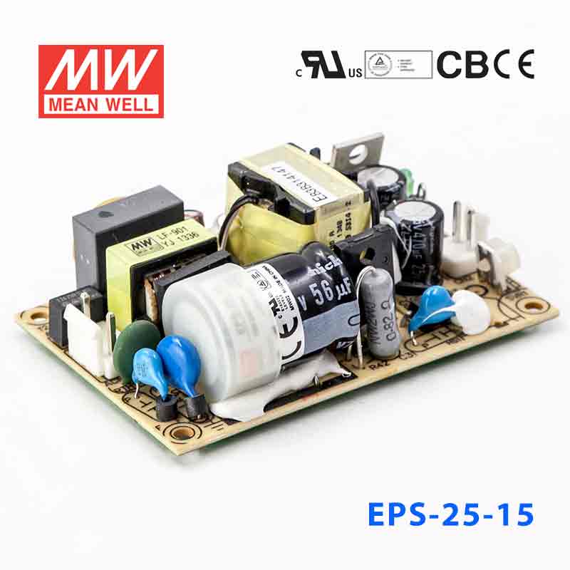 EPS-25-15 EPS-25-15 25W 15V1.7A 单路输出裸板高效低空载损耗明纬开关电源