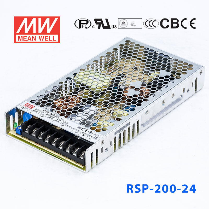 RSP-200-24 RSP-200-24 200W 24V8.4A 单路输出带功率因素校正超薄型明纬开关电源