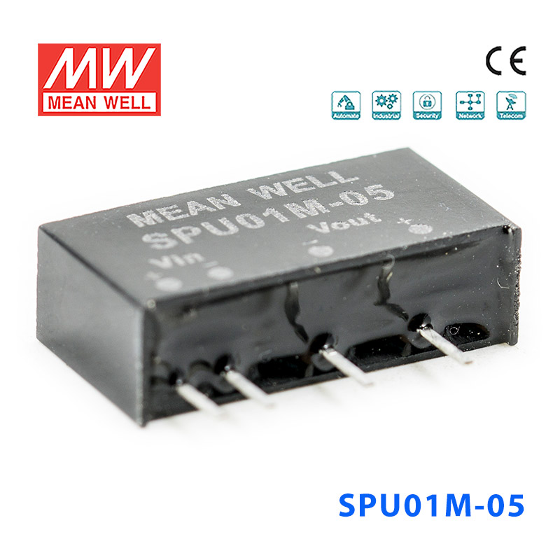SPU01M-05 SPU01M-05 1W 12V 转 5V 非稳压单路输出明纬DC-DC转换模块电源