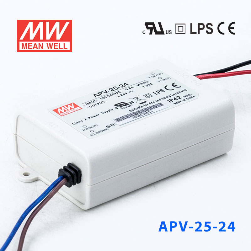 APV-25-24 APV-25-24 25W 24V 1.05A 明纬牌恒压输出防水塑壳LED照明电源