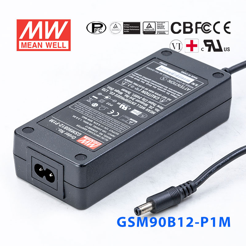 GSM90B12-P1M GSM90B12-P1M 80W 12V6.67A输出明纬高能效医疗型外置桌面型电源适配器