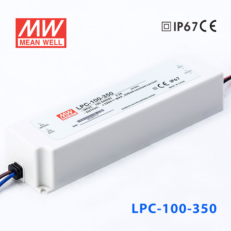 LPC-100-350 LPC-100-350 100W 350mA恒流输出明纬牌IP67防水塑壳LED电源