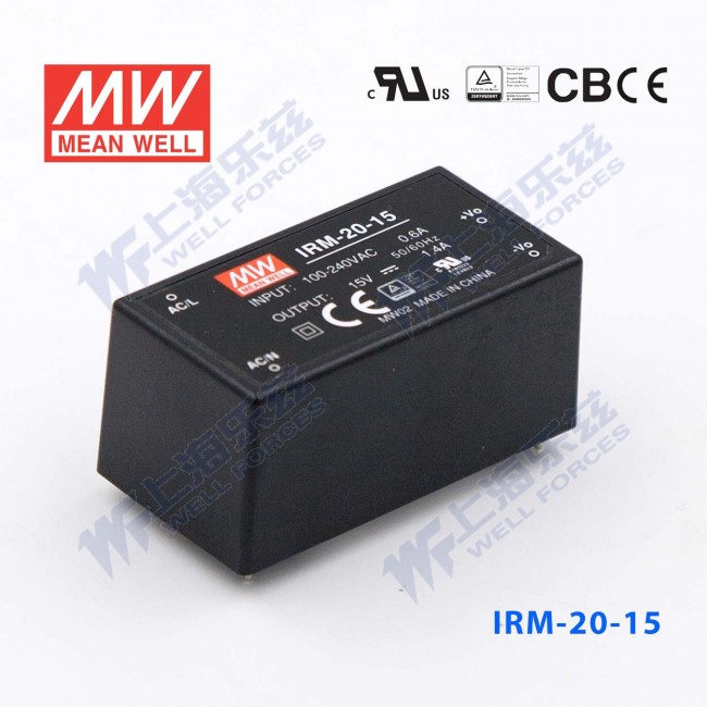 IRM-20-15 IRM-20-15 20W 15V 1.4A 单路输出高能效裸板型明纬开关电源