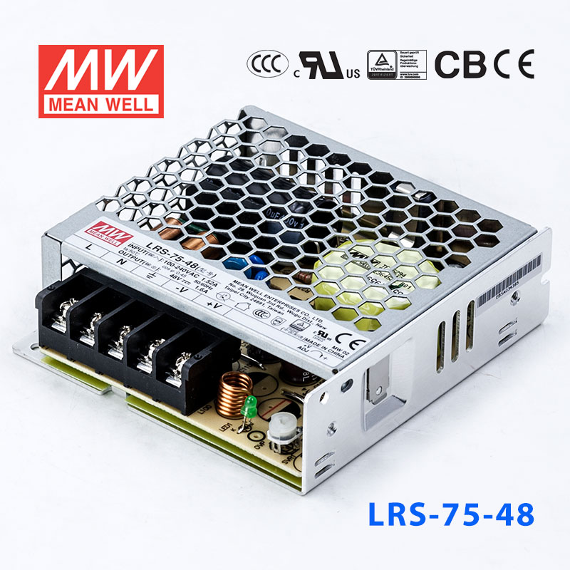 LRS-75-48 LRS-75-48 76.8W 48V1.6A单路输出超薄型低空载损耗明纬开关电源
