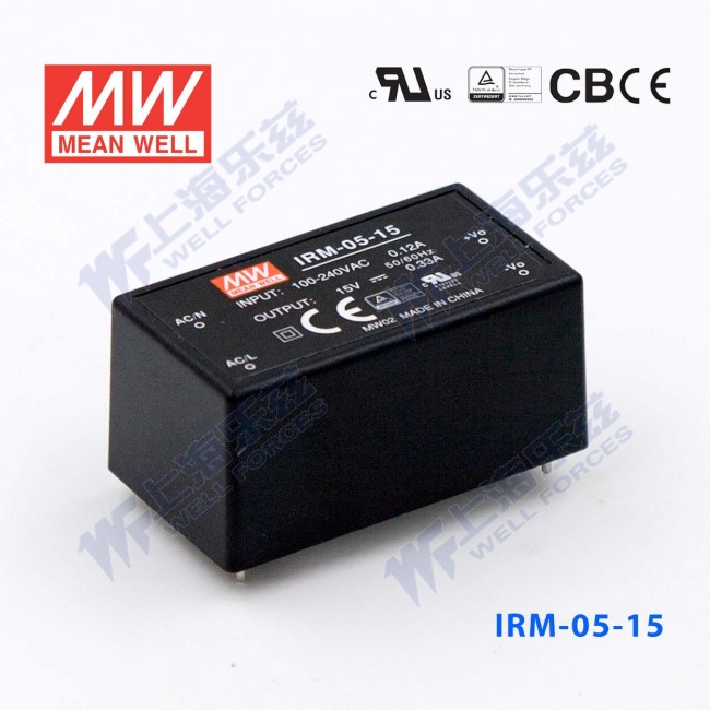 IRM-05-15 IRM-05-15 5W 15V 0.33A 单路输出高能效裸板型明纬开关电源