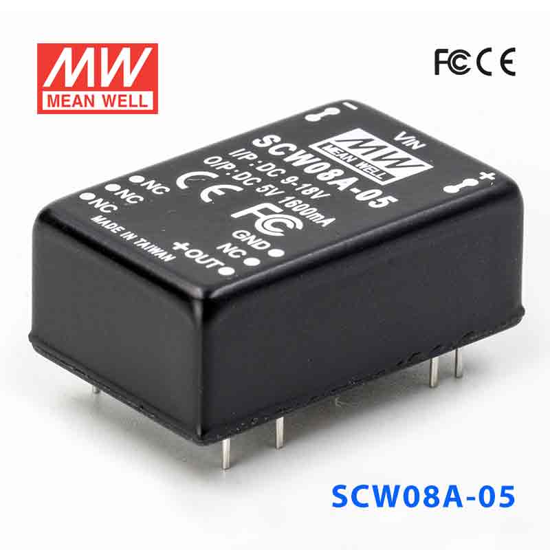 SCW08A-05 SCW08A-05 8W 9~18V 输入 5V 稳压单路输出明纬DC-DC转换模块电源