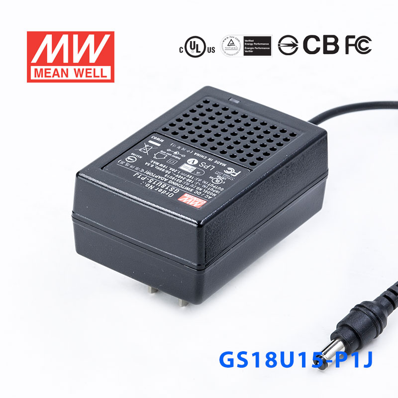 GS18U15-P1J GS18U15-P1J 18W 15V1.2A 输出绿色能源明纬墙插电源适配器(美式插头)