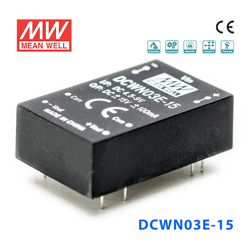 DCWN03E-15 Mean Well DCWN03E-15 DC-DC Converter - 3W 4.5~9V DC in 15V out 200mA