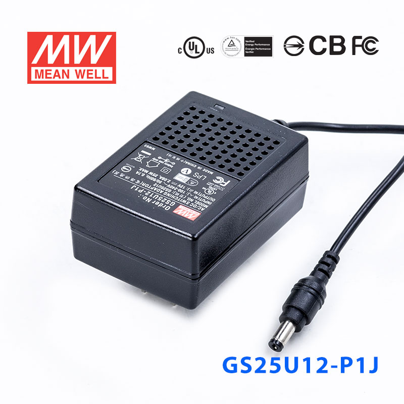 GS25U12-P1J GS25U12-P1J 25W 12V2.08A 输出绿色能源明纬墙插电源适配器(美式插头)