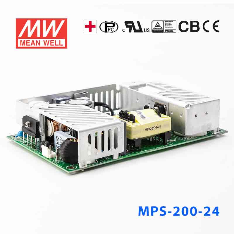 MPS-200-24 MPS-200-24 200W 24V8.4A 输出微漏电带PFC医用无外壳明纬开关电源