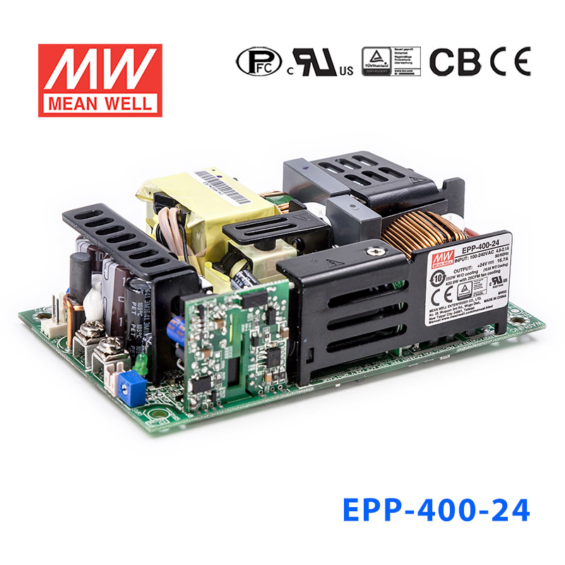 EPP-400-24 EPP-400-24 400W 24V16.7A 单输出高效能PFC裸板明纬电源