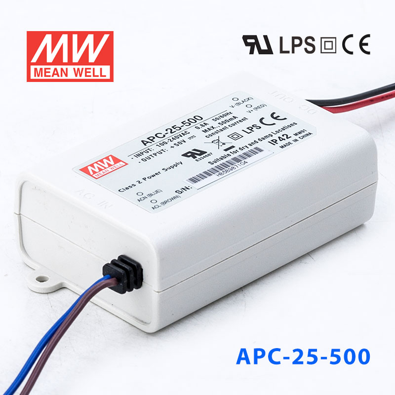 APC-25-500 APC-25-500 25W 15-50V 500mA 明纬牌恒流输出防水塑壳LED照明电源