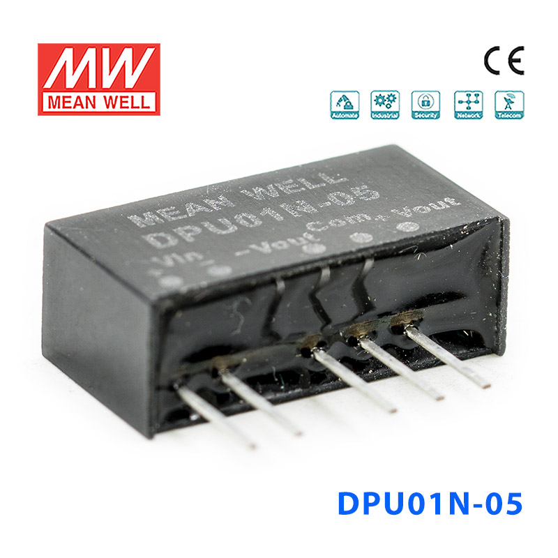 DPU01N-05 DPU01N-05 1W 24V 转 ±5V 非稳压双路输出明纬DC-DC转换模块电源