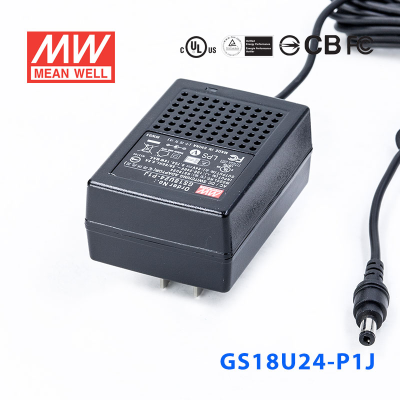 GS18U24-P1J GS18U24-P1J 18W 24V0.75A 输出绿色能源明纬墙插电源适配器(美式插头)