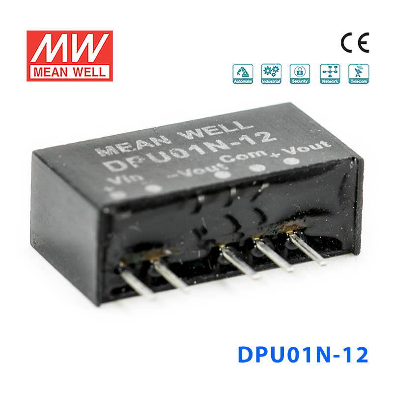 DPU01N-12 DPU01N-12 1W 24V 转 ±12V 非稳压双路输出明纬DC-DC转换模块电源