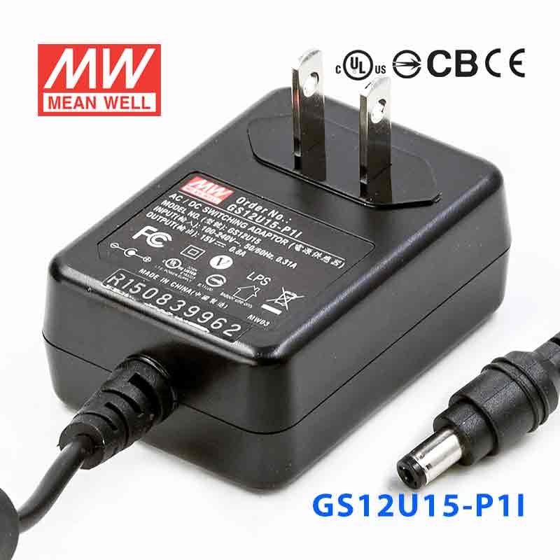 GS12U15-P1I GS12U15-P1I 12W 15V0.8A 输出绿色能源明纬墙插电源适配器(美式插头)
