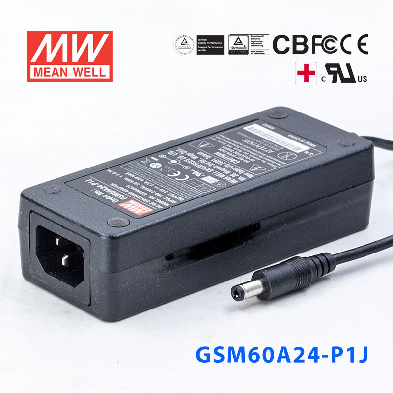 GSM60A24-P1J GSM60A24-P1J 60W 24V2.5A明纬高能效医疗型IEC320-C14插口电源适配器