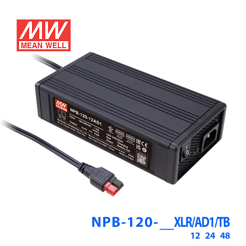 NPB-120-24XLR NPB-120-24XLR明纬24V4A输出90~264V输入宽范围输出小型化充电器120W