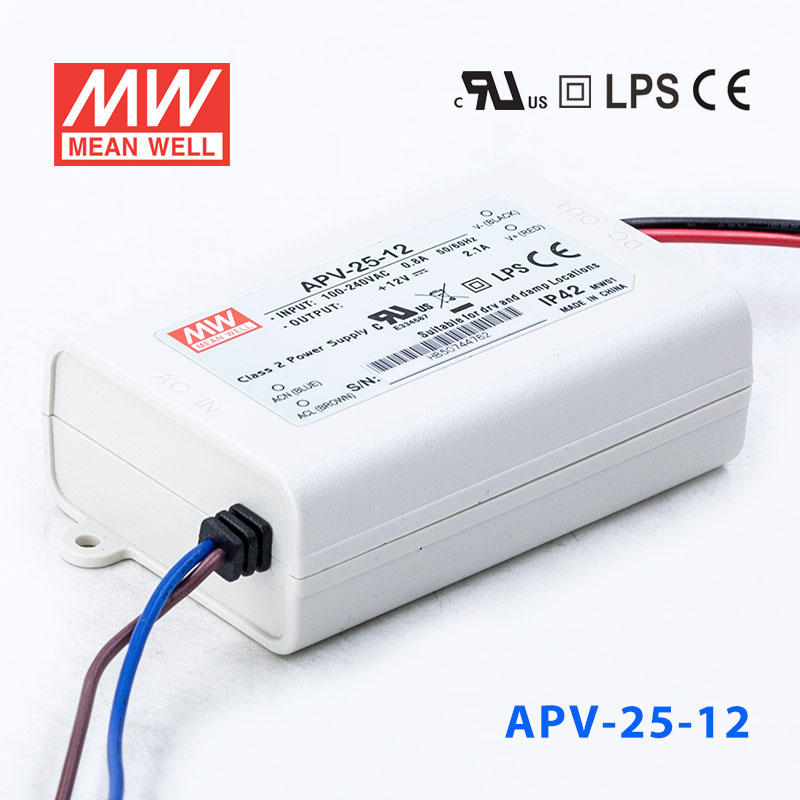 APV-25-12 APV-25-12 25W 12V 2.1A明纬牌恒压输出防水塑壳LED照明电源