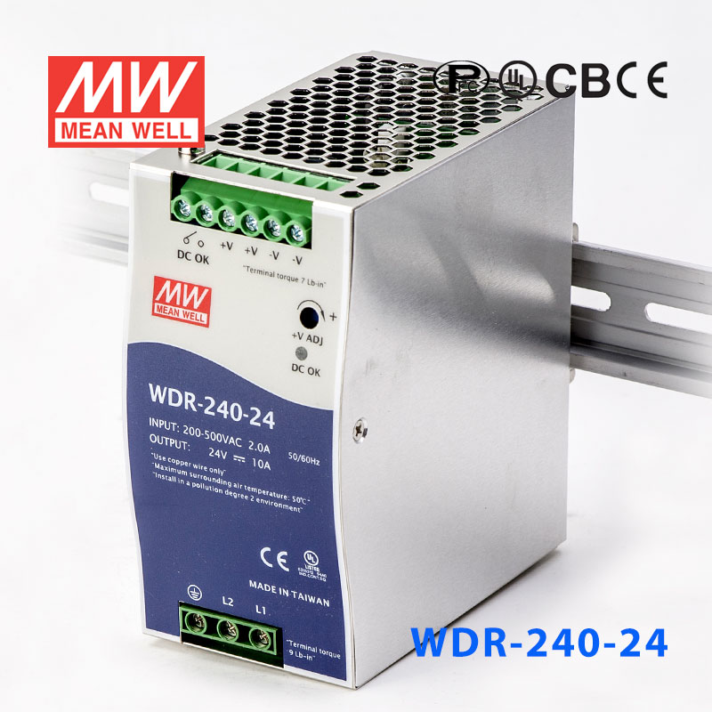 WDR-240-24 WDR-240-24 240W 24V10A 高输入电压高效率高PFC单路输出DIN导轨电源